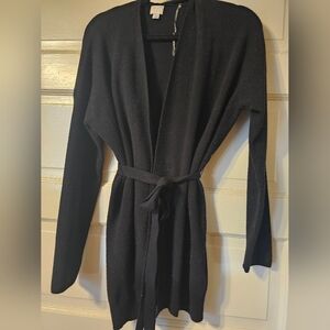 Black Knit Cardigan with Belt